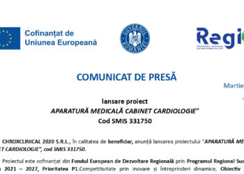 COMUNICAT DE PRESĂ lansare proiect APARATURĂ MEDICALĂ CABINET CARDIOLOGIE – CHROXCLINICAL 2020 S.R.L.