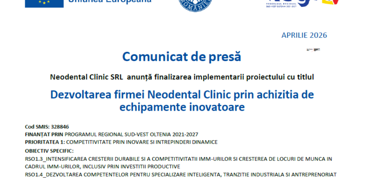 OZONOTERAPIE CRAIOVA SRL anuntă finalizarea implementării proiectului cu titlul Digitalizarea firmei OZONOTERAPIE CRAIOVA SRL