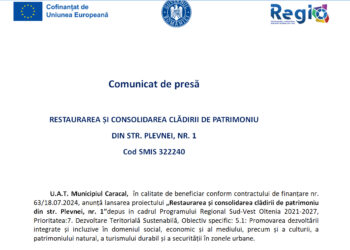 RESTAURAREA ȘI CONSOLIDAREA CLĂDIRII DE PATRIMONIU DIN STR. PLEVNEI, NR. 1